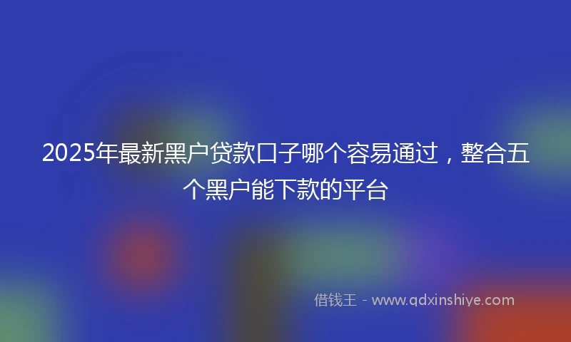 2025年最新黑户贷款口子哪个容易通过，整合五个黑户能下款的平台