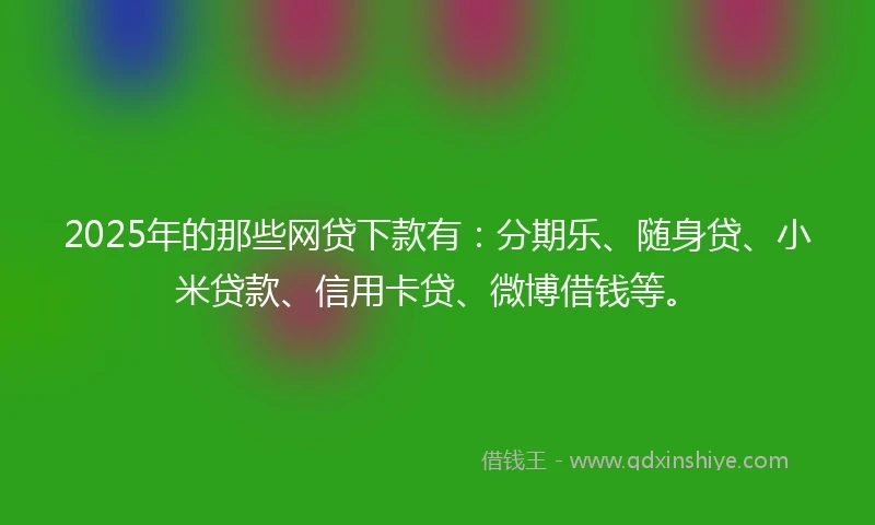 2025年的那些网贷下款有：分期乐、随身贷、小米贷款、信用卡贷、微博借钱等。