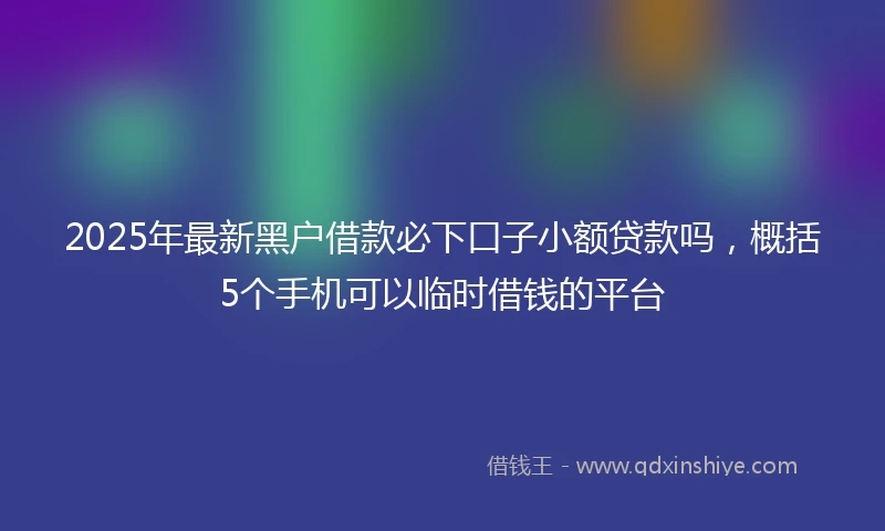 2025年最新黑户借款必下口子小额贷款吗，概括5个手机可以临时借钱的平台