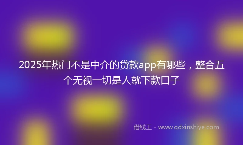 2025年热门不是中介的贷款app有哪些，整合五个无视一切是人就下款口子