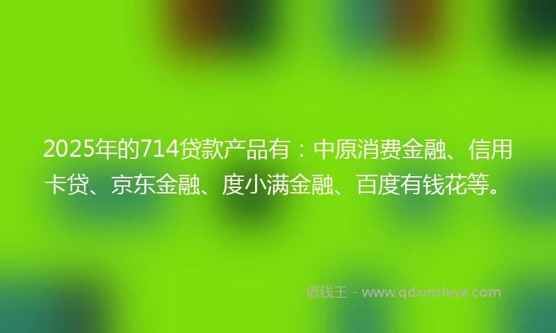 2025年的714贷款产品有：中原消费金融、信用卡贷、京东金融、度小满金融、百度有钱花等。