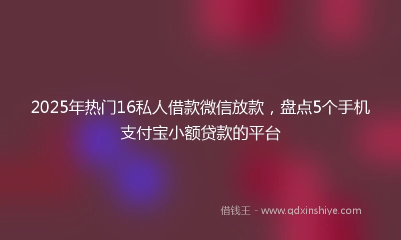 2025年热门16私人借款微信放款，盘点5个手机支付宝小额贷款的平台