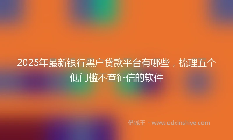 2025年最新银行黑户贷款平台有哪些，梳理五个低门槛不查征信的软件