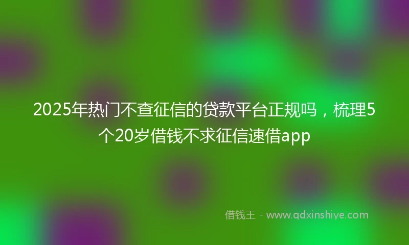 2025年热门不查征信的贷款平台正规吗，梳理5个20岁借钱不求征信速借app