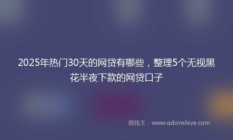 2025年热门30天的网贷有哪些，整理5个无视黑花半夜下款的网贷口子