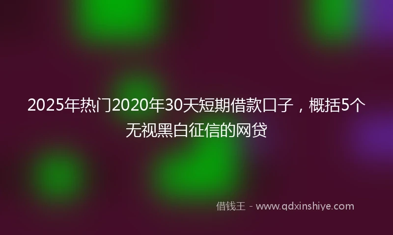 2025年热门2020年30天短期借款口子，概括5个无视黑白征信的网贷