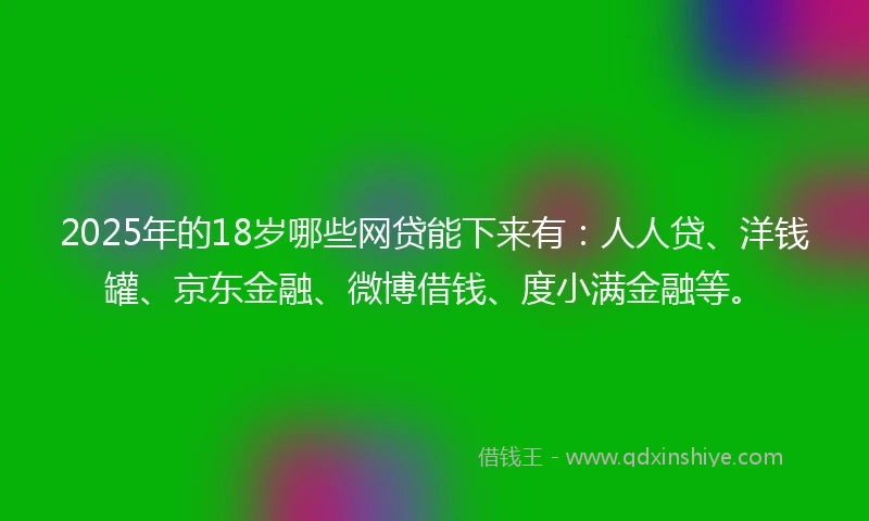 2025年的18岁哪些网贷能下来有：人人贷、洋钱罐、京东金融、微博借钱、度小满金融等。