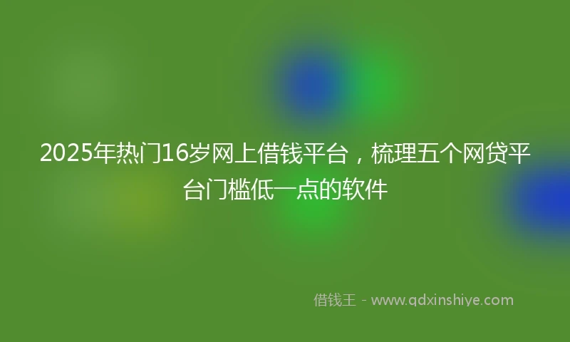 2025年热门16岁网上借钱平台，梳理五个网贷平台门槛低一点的软件