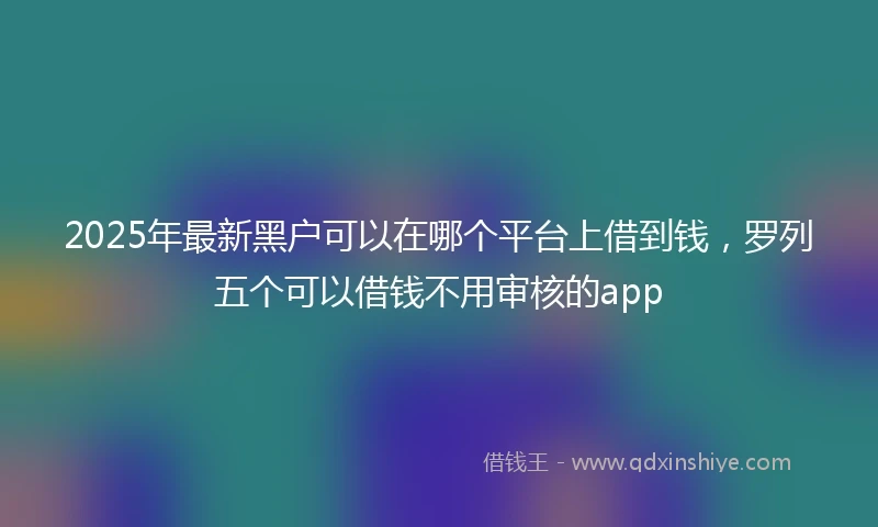 2025年最新黑户可以在哪个平台上借到钱，罗列五个可以借钱不用审核的app