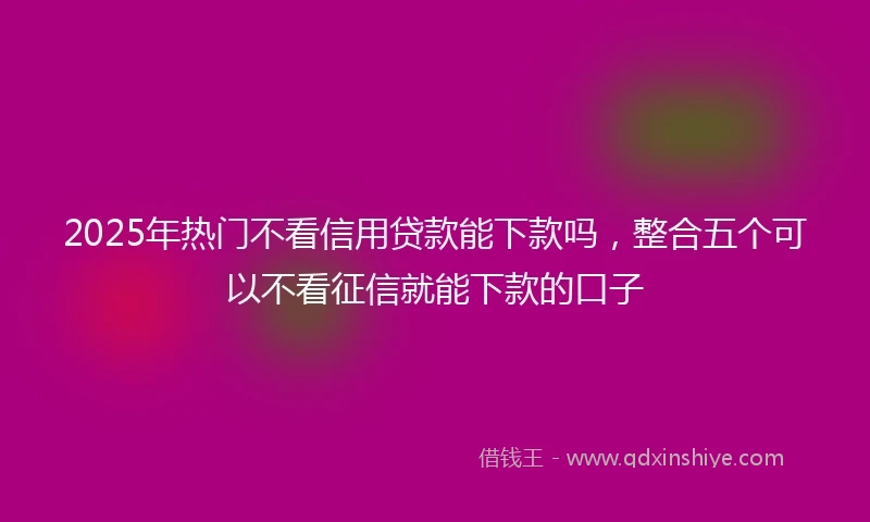 2025年热门不看信用贷款能下款吗，整合五个可以不看征信就能下款的口子