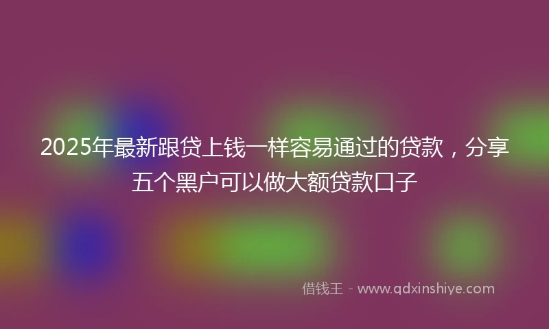 2025年最新跟贷上钱一样容易通过的贷款，分享五个黑户可以做大额贷款口子