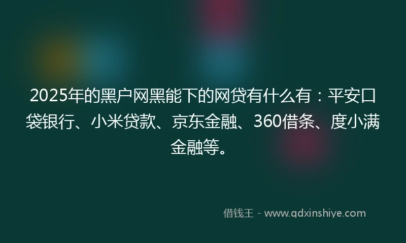 2025年的黑户网黑能下的网贷有什么有：平安口袋银行、小米贷款、京东金融、360借条、度小满金融等。