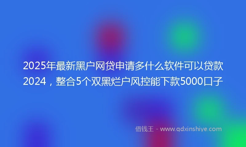 2025年最新黑户网贷申请多什么软件可以贷款2024，整合5个双黑烂户风控能下款5000口子