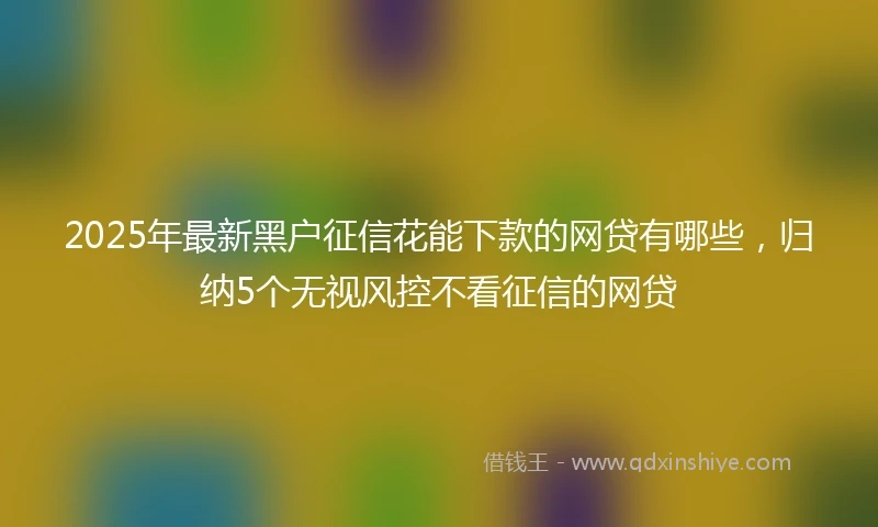 2025年最新黑户征信花能下款的网贷有哪些，归纳5个无视风控不看征信的网贷