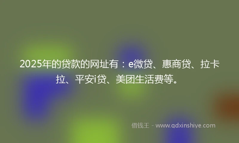 2025年的贷款的网址有：e微贷、惠商贷、拉卡拉、平安i贷、美团生活费等。