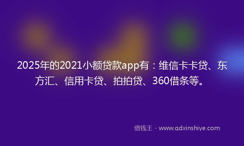 2025年的2021小额贷款app有：维信卡卡贷、东方汇、信用卡贷、拍拍贷、360借条等。