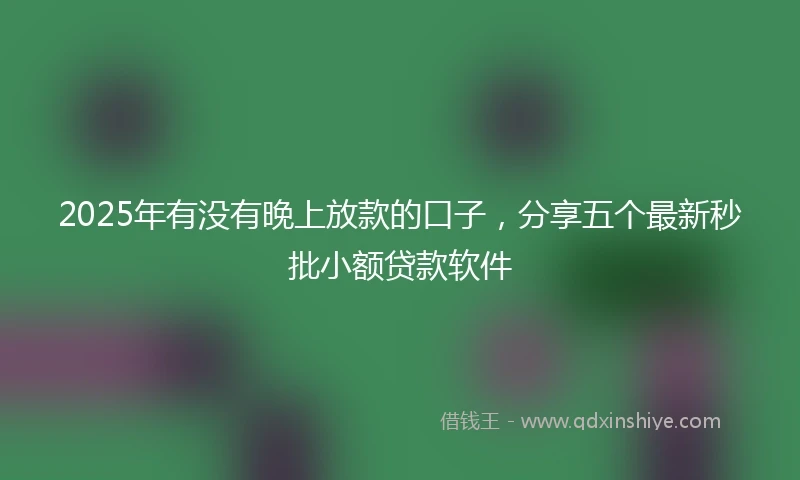 2025年有没有晚上放款的口子，分享五个最新秒批小额贷款软件