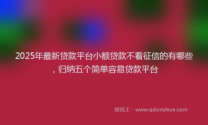 2025年最新贷款平台小额贷款不看征信的有哪些，归纳五个简单容易贷款平台