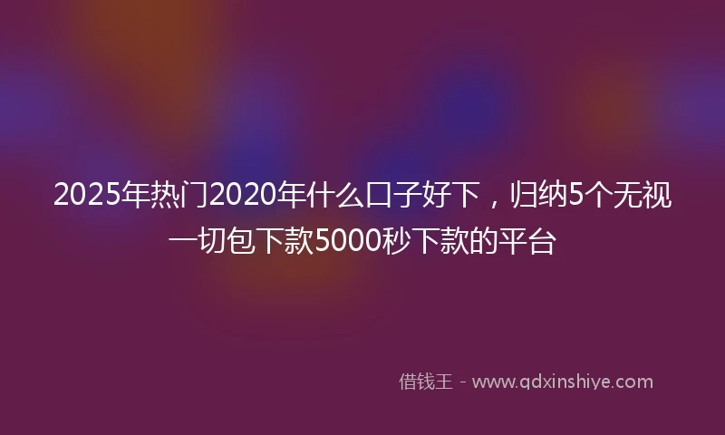 2025年热门2020年什么口子好下，归纳5个无视一切包下款5000秒下款的平台