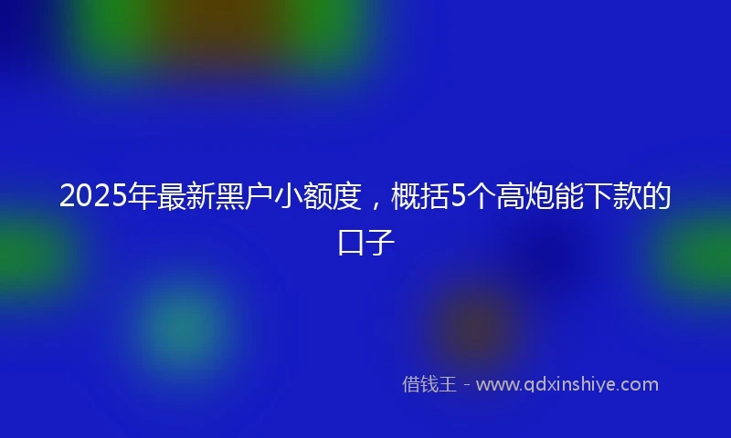 2025年最新黑户小额度，概括5个高炮能下款的口子