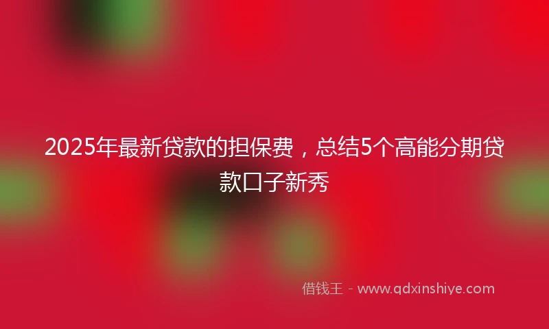 2025年最新贷款的担保费，总结5个高能分期贷款口子新秀