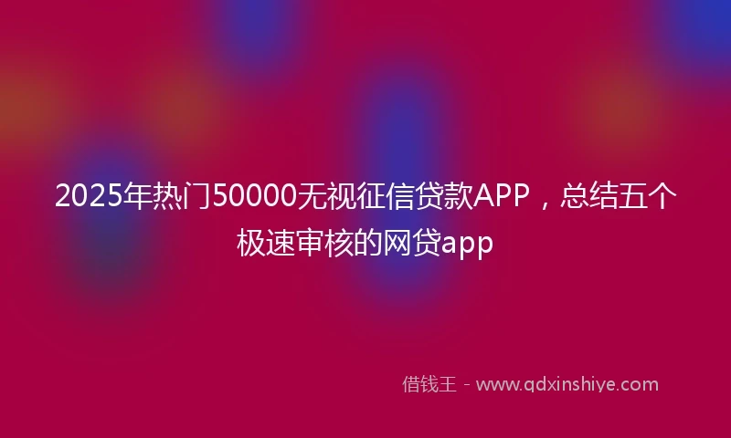 2025年热门50000无视征信贷款APP，总结五个极速审核的网贷app