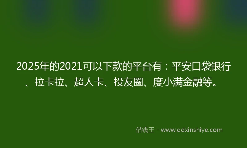 2025年的2021可以下款的平台有：平安口袋银行、拉卡拉、超人卡、投友圈、度小满金融等。
