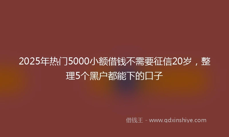 2025年热门5000小额借钱不需要征信20岁，整理5个黑户都能下的口子
