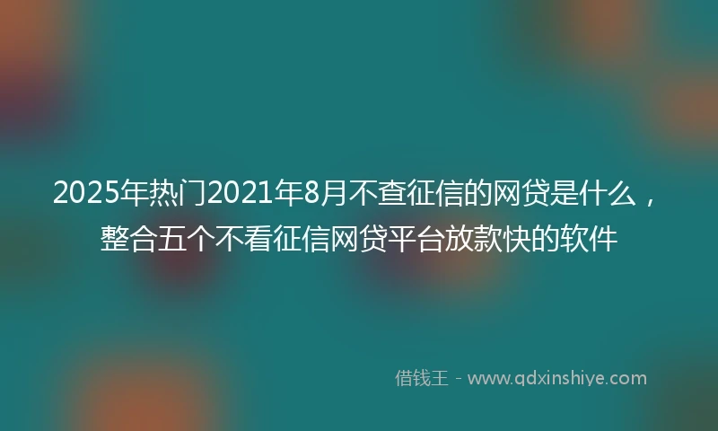 2025年热门2021年8月不查征信的网贷是什么，整合五个不看征信网贷平台放款快的软件