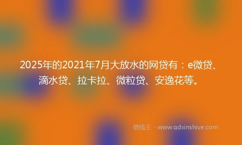 2025年的2021年7月大放水的网贷有：e微贷、滴水贷、拉卡拉、微粒贷、安逸花等。