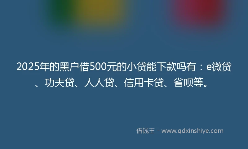 2025年的黑户借500元的小贷能下款吗有：e微贷、功夫贷、人人贷、信用卡贷、省呗等。