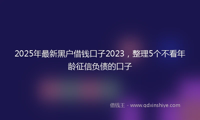 2025年最新黑户借钱口子2023，整理5个不看年龄征信负债的口子