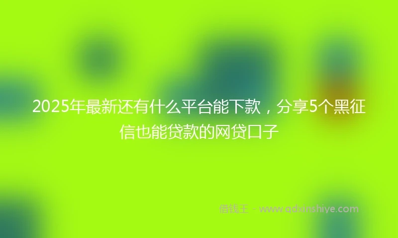 2025年最新还有什么平台能下款，分享5个黑征信也能贷款的网贷口子