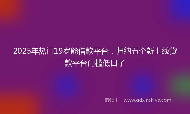 2025年热门19岁能借款平台，归纳五个新上线贷款平台门槛低口子