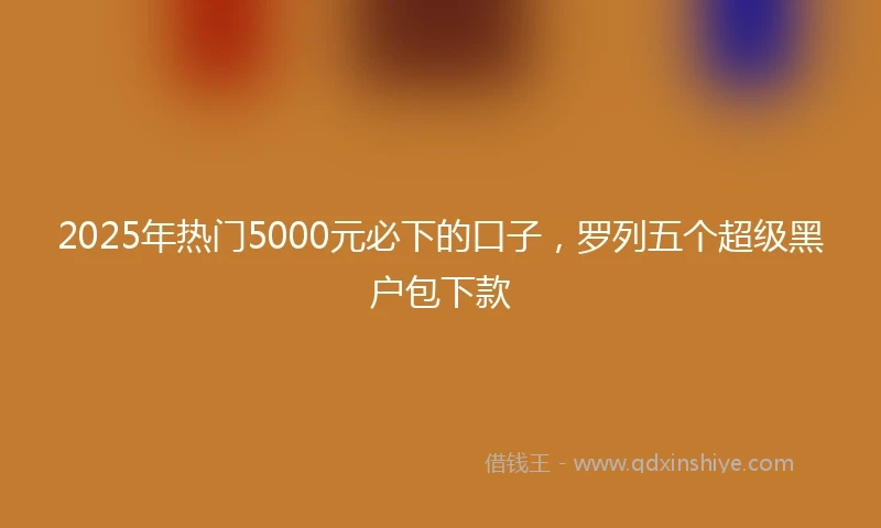 2025年热门5000元必下的口子，罗列五个超级黑户包下款
