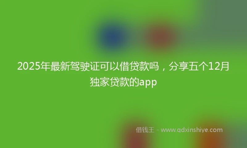 2025年最新驾驶证可以借贷款吗，分享五个12月独家贷款的app