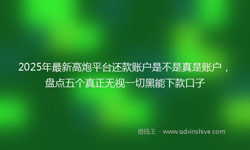 2025年最新高炮平台还款账户是不是真是账户，盘点五个真正无视一切黑能下款口子