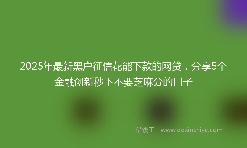 2025年最新黑户征信花能下款的网贷，分享5个金融创新秒下不要芝麻分的口子