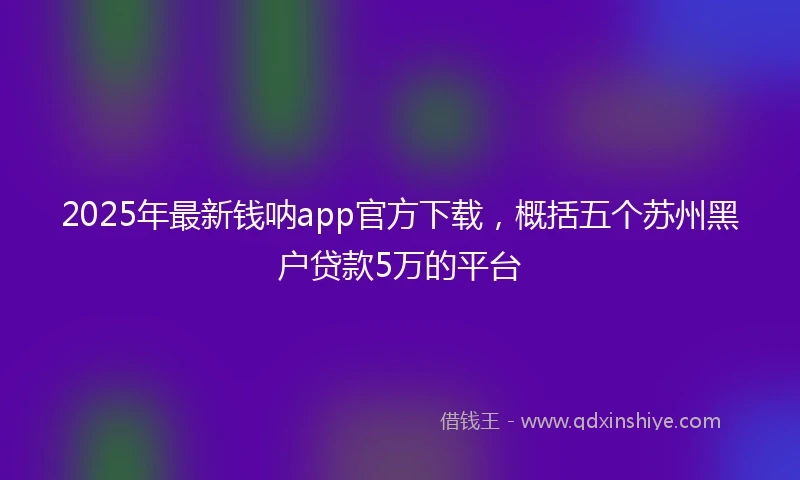 2025年最新钱呐app官方下载，概括五个苏州黑户贷款5万的平台