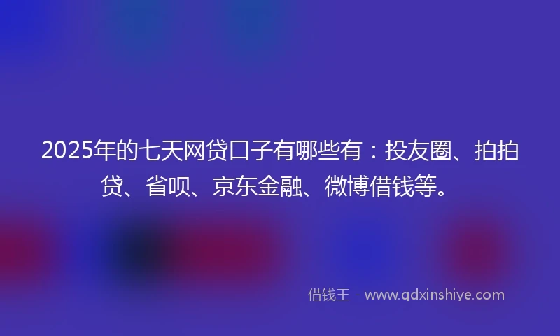 2025年的七天网贷口子有哪些有：投友圈、拍拍贷、省呗、京东金融、微博借钱等。