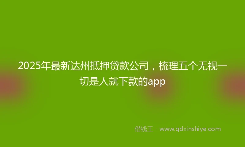 2025年最新达州抵押贷款公司，梳理五个无视一切是人就下款的app
