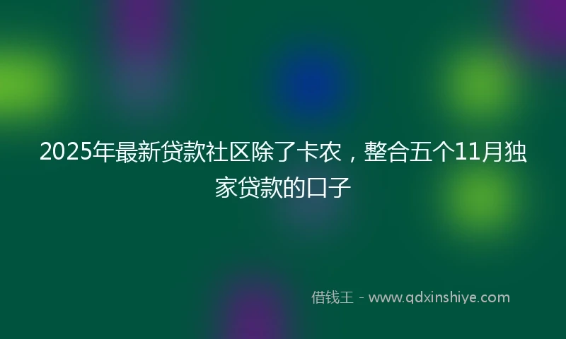2025年最新贷款社区除了卡农，整合五个11月独家贷款的口子