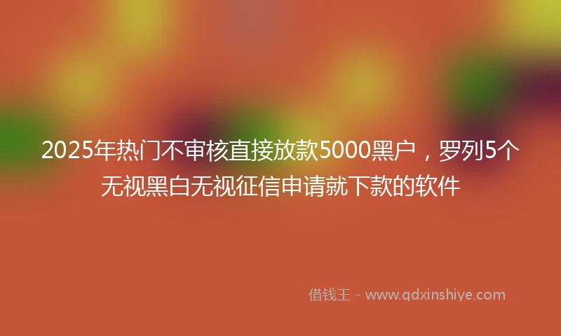 2025年热门不审核直接放款5000黑户，罗列5个无视黑白无视征信申请就下款的软件