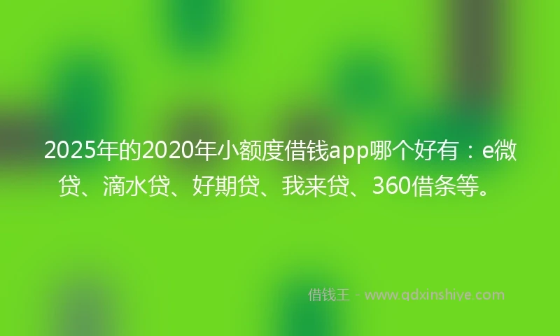 2025年的2020年小额度借钱app哪个好有：e微贷、滴水贷、好期贷、我来贷、360借条等。