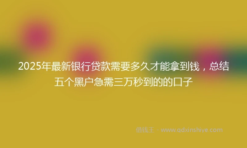 2025年最新银行贷款需要多久才能拿到钱，总结五个黑户急需三万秒到的的口子