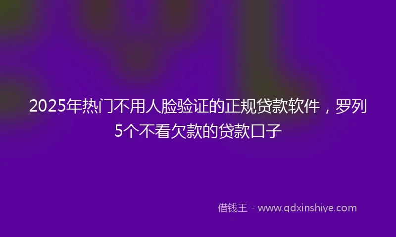 2025年热门不用人脸验证的正规贷款软件，罗列5个不看欠款的贷款口子