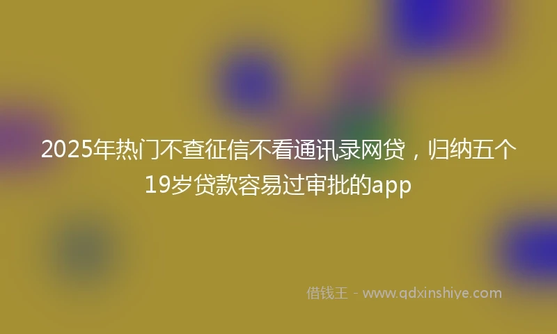 2025年热门不查征信不看通讯录网贷，归纳五个19岁贷款容易过审批的app