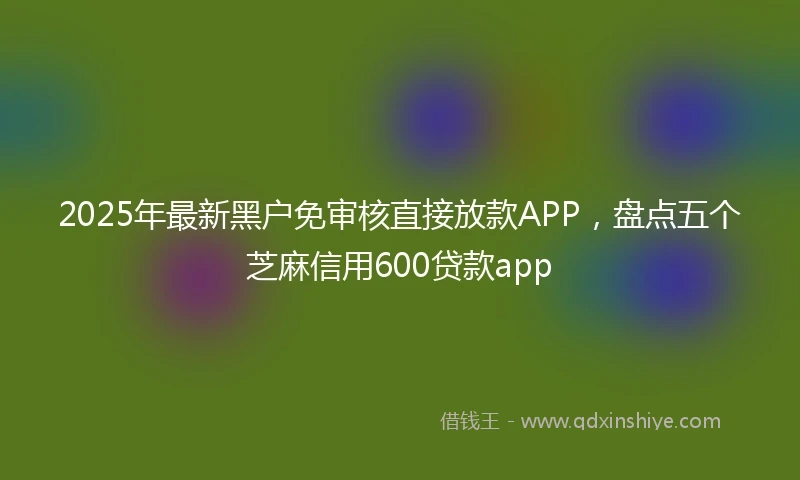 2025年最新黑户免审核直接放款APP，盘点五个芝麻信用600贷款app