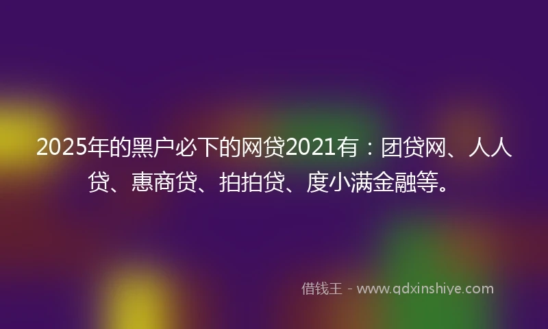 2025年的黑户必下的网贷2021有：团贷网、人人贷、惠商贷、拍拍贷、度小满金融等。