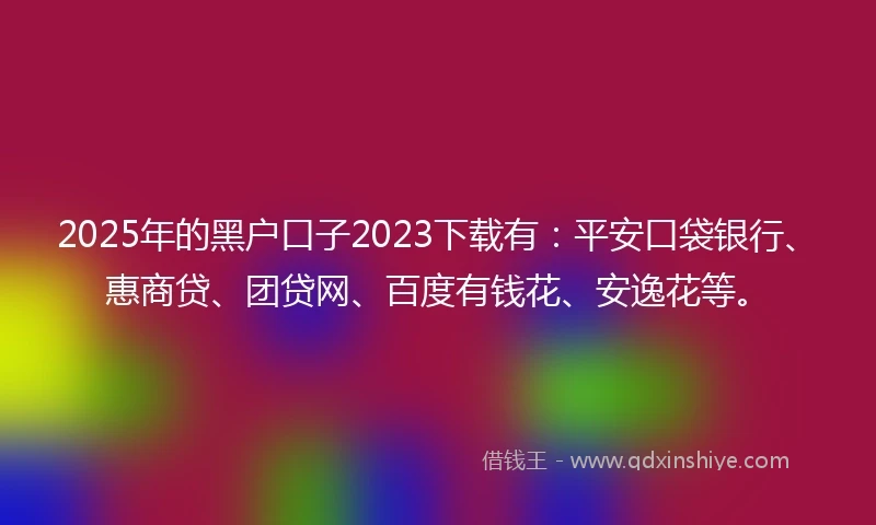 2025年的黑户口子2023下载有：平安口袋银行、惠商贷、团贷网、百度有钱花、安逸花等。